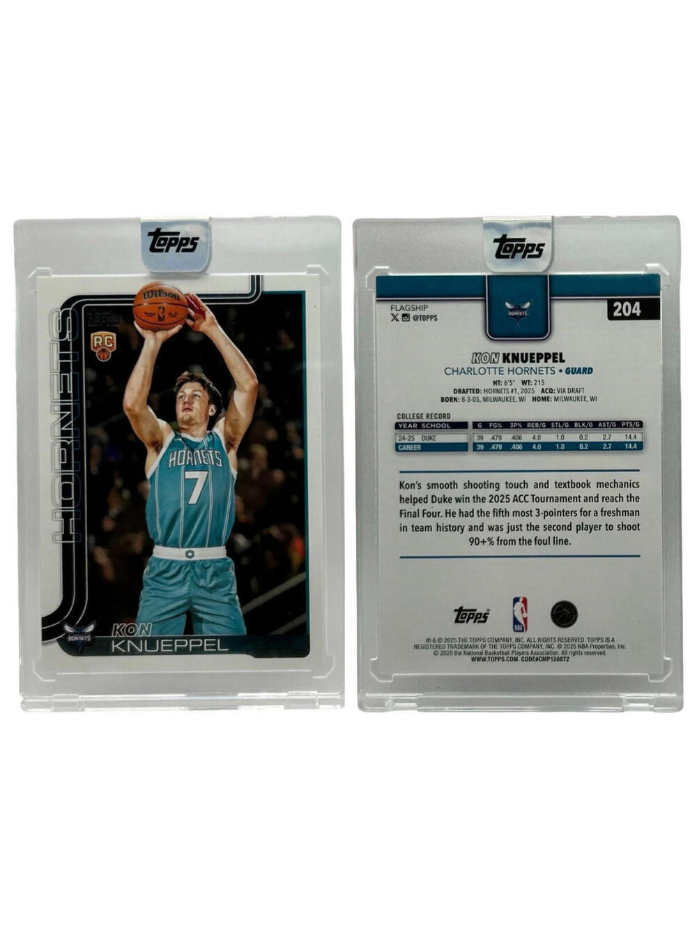 2025-26 Topps #204  Kon Knueppel Charlotte Hornets Rookie Card (RC)